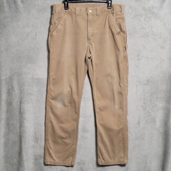 Carhartt Pants Mens 36x31 Beige Relaxed Fit Workwear Utility Carpenter B324 DKH - Picture 1 of 15